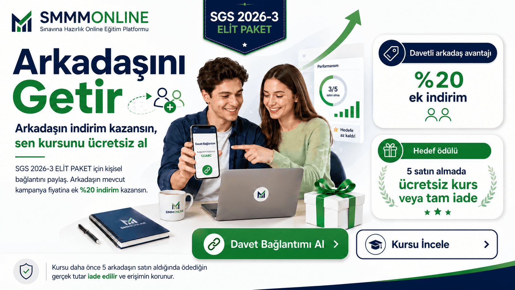 SGS 2026-3 ELİT PAKET arkadaşını getir kampanyası: arkadaşına yüzde 20 ek indirim, sana seçilebilir kampanya kazanımı